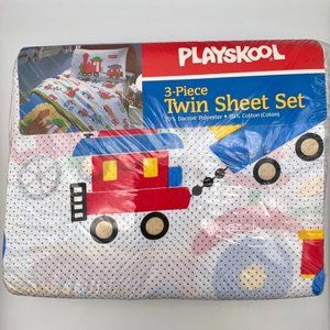 PLAYSKOOL Train Print 3-Piece Twin Sheet Set - Vintage